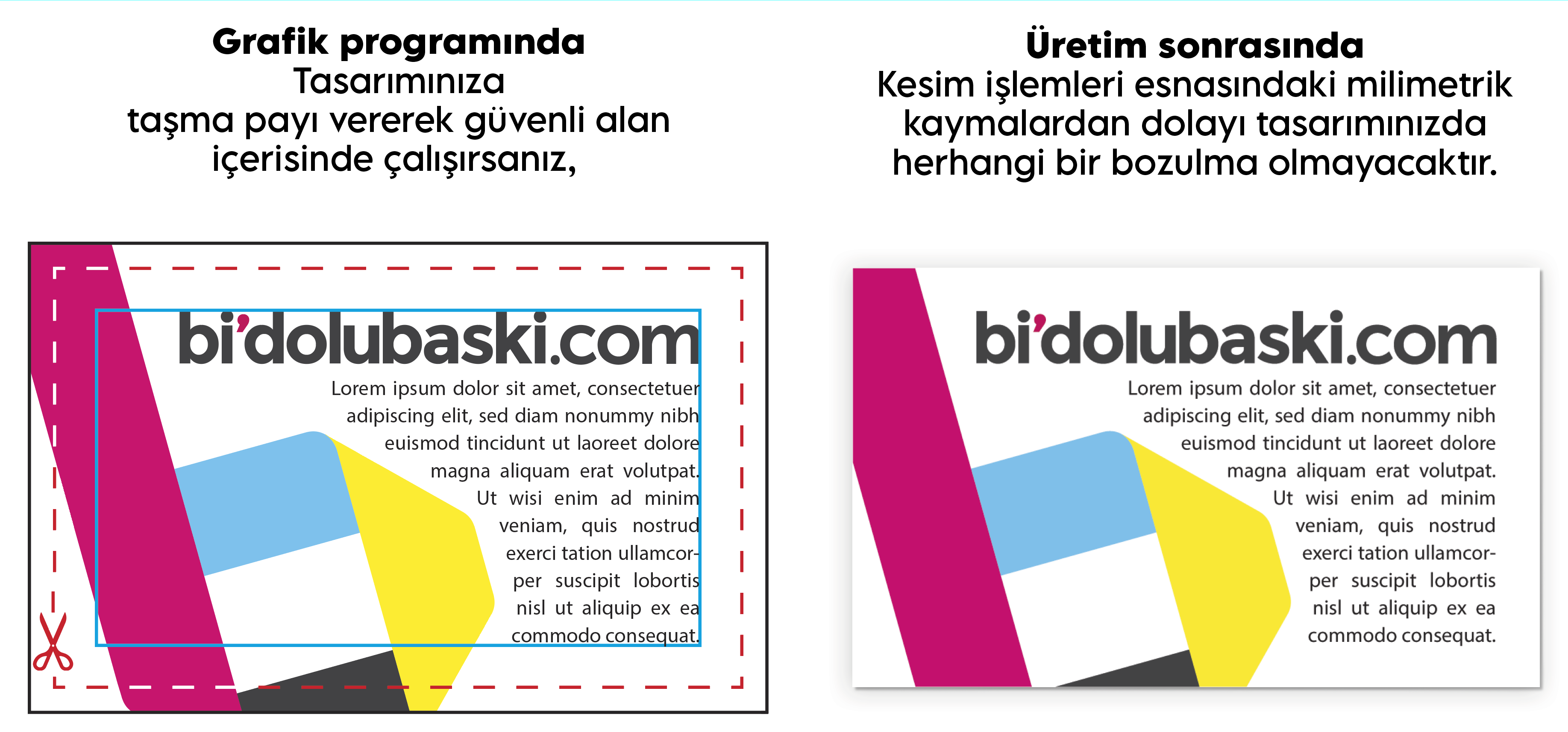 Tasarımda taşma (kesme) payı ve güvenli alan